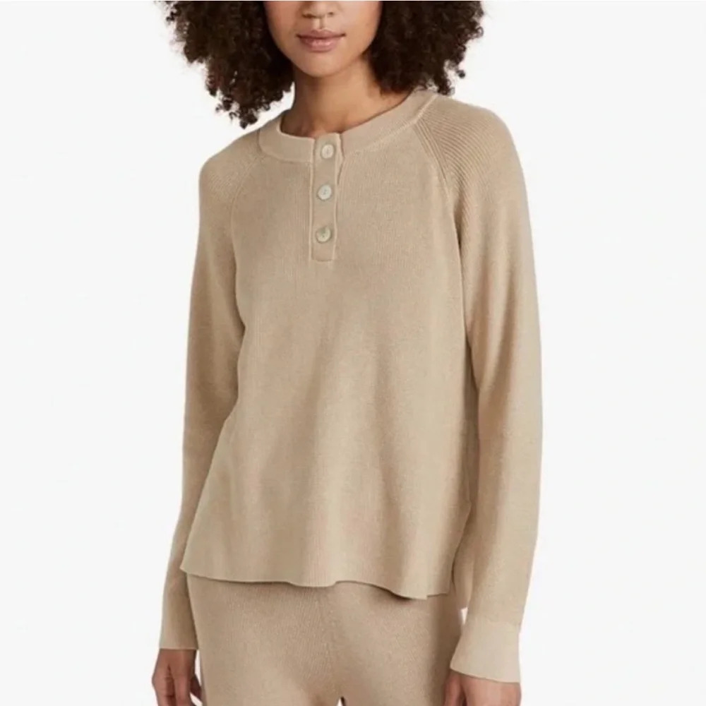 RAILS Piper Cozy Loungewear Cashmere Blend Knit Henley Longsleeve Shirt in Sand